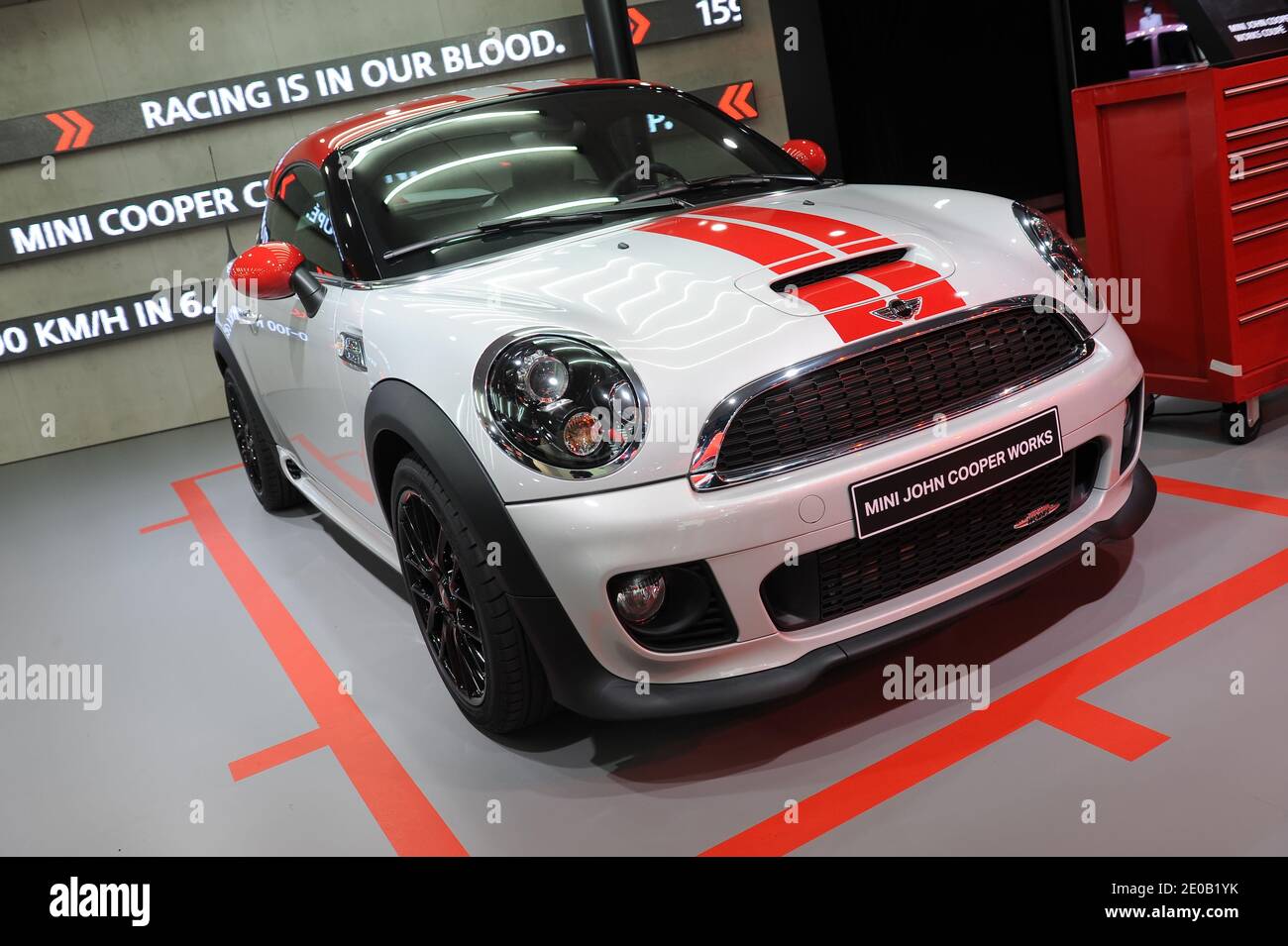 Mini John Cooper Works on display at the 82nd International Motor Show and  Accessories of Geneva, Switzerland on March 7, 2012. Photo by  Loona/ABACAPRESS.COM Stock Photo - Alamy