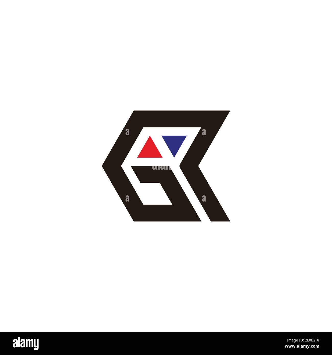 letter gr simple geometric line arrows triangle logo vector Stock Vector