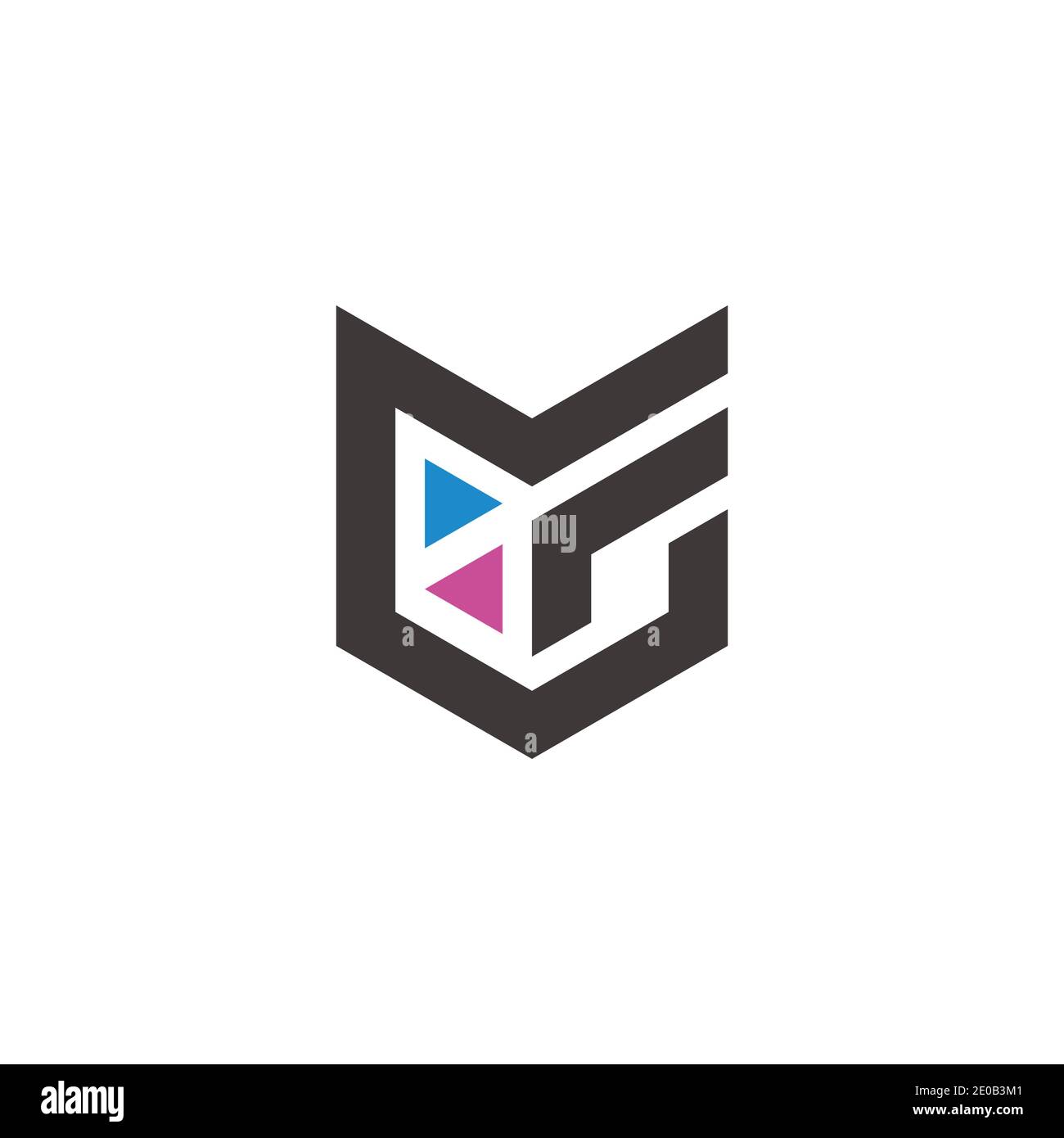abstract letter ml simple geometric triangle mosaic arrows logo vector Stock Vector