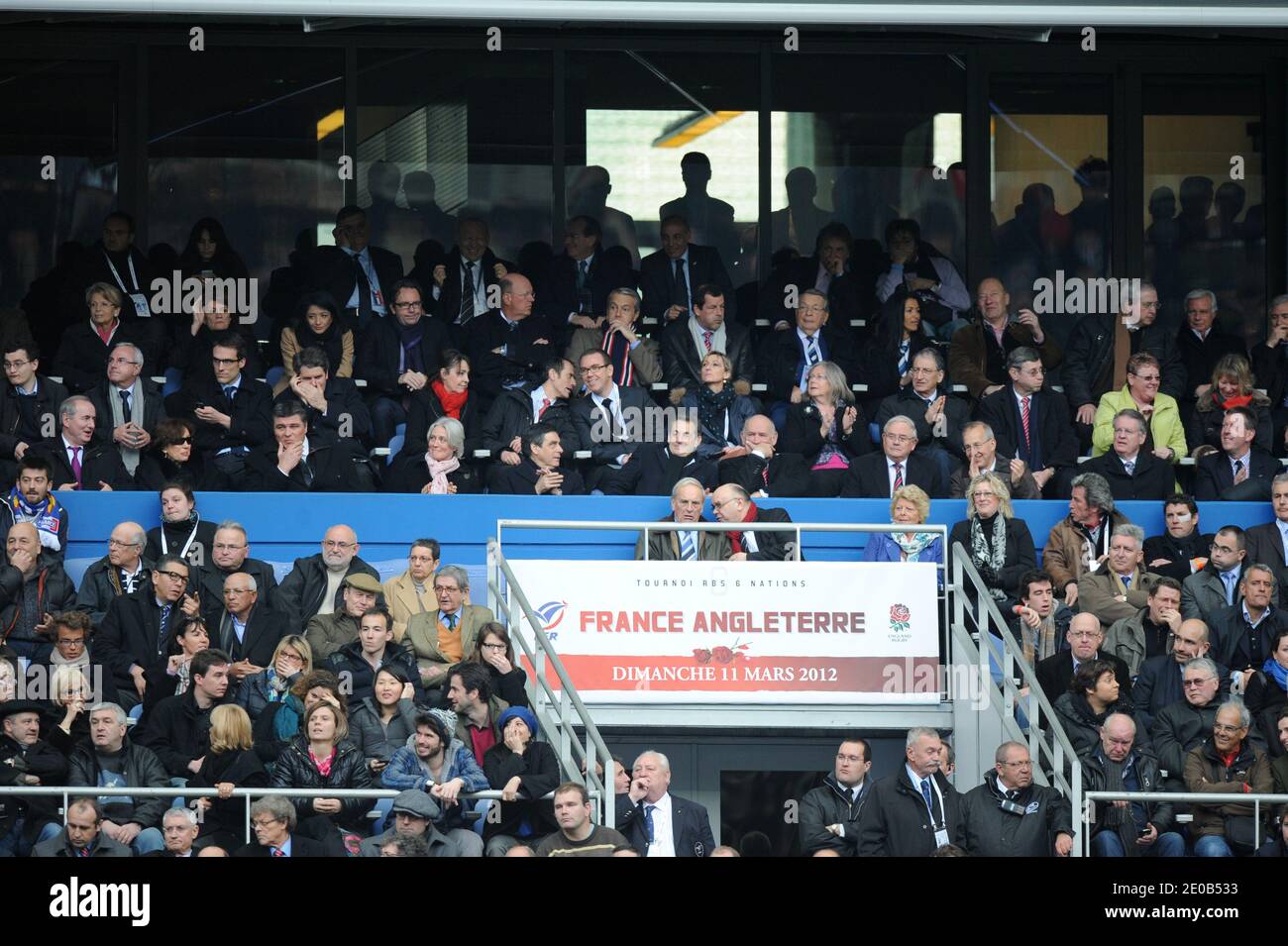 Presidential tribune during the Rugby RBS 6 Nations Tournament, France Vs England at Stade de France in Saint-Denis, near Paris, France on March 11, 2012. England won 24-22. Photo by ABACAPRESS.COM Stock Photo