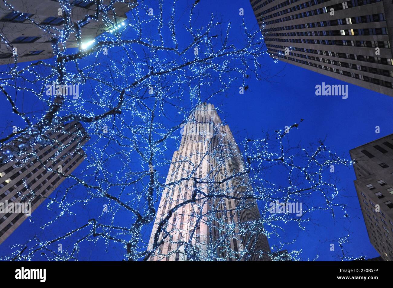 Lower Center Rockefeller View of the Lower Plaza, Rockefeller Center in New York City, NY, USA ...