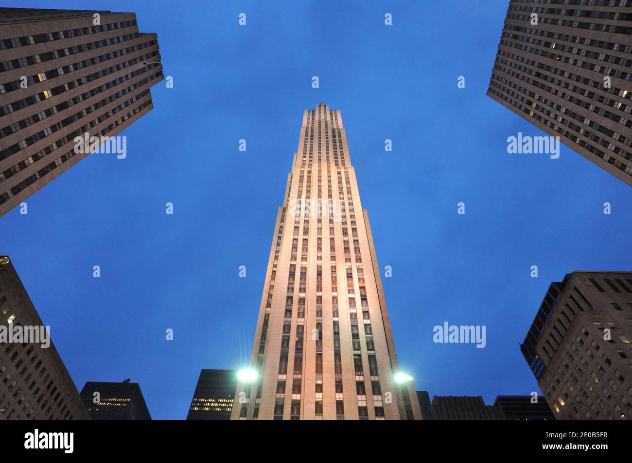 Lower Center Rockefeller View of the Lower Plaza, Rockefeller Center in New York City, NY, USA ...