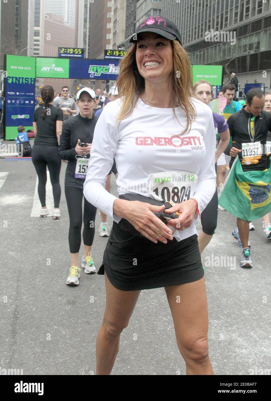 TV personality Kelly Killoren Bensimon running the New York City Half  Marathon, she crossing the finish line on 2:13:51 with a overall place  11418 in New York City, NY, USA on March