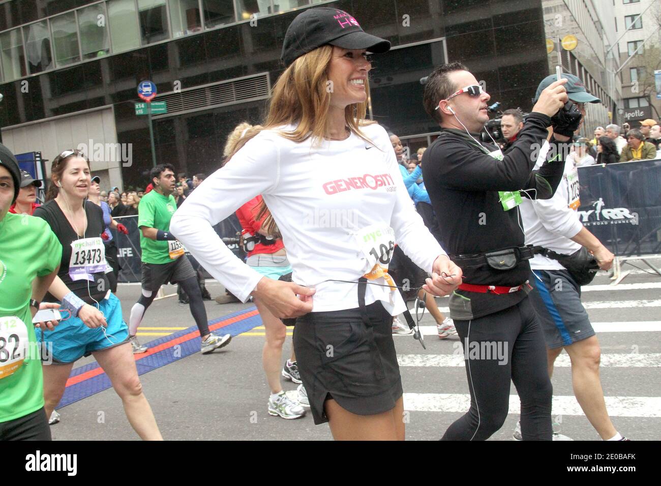 TV personality Kelly Killoren Bensimon running the New York City Half  Marathon, she crossing the finish line on 2:13:51 with a overall place  11418 in New York City, NY, USA on March