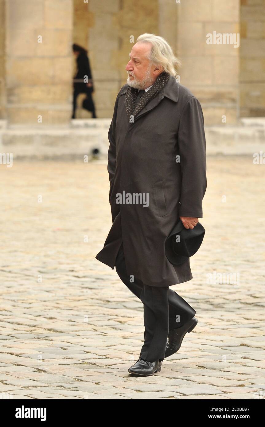 Swiss actor Jean-Francois Balmer arrives at the tribute to late oscar-winning French filmmaker, novelist and war correspondent Pierre Schoendoerffer at the Invalides in Paris, France on March 19, 2012. Pierre Schoendoerffer, whose experience as a prisoner during the Indochina War fueled his work, died on March 14, at the age of 83. Photo by Christophe Guibbaud/ABACAPRESS.COM Stock Photo