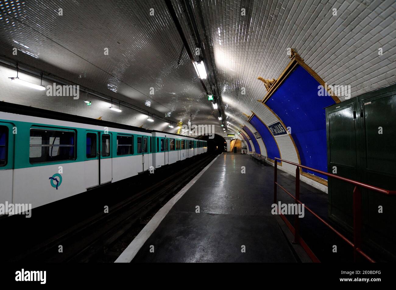 Visit of the closed Metro Station called, Porte des Lilas Cinema during the  operation 'Paris Face Cachee' where Parisians were allowed to visit secret  or unknowed parts of Paris underground. This abandonned