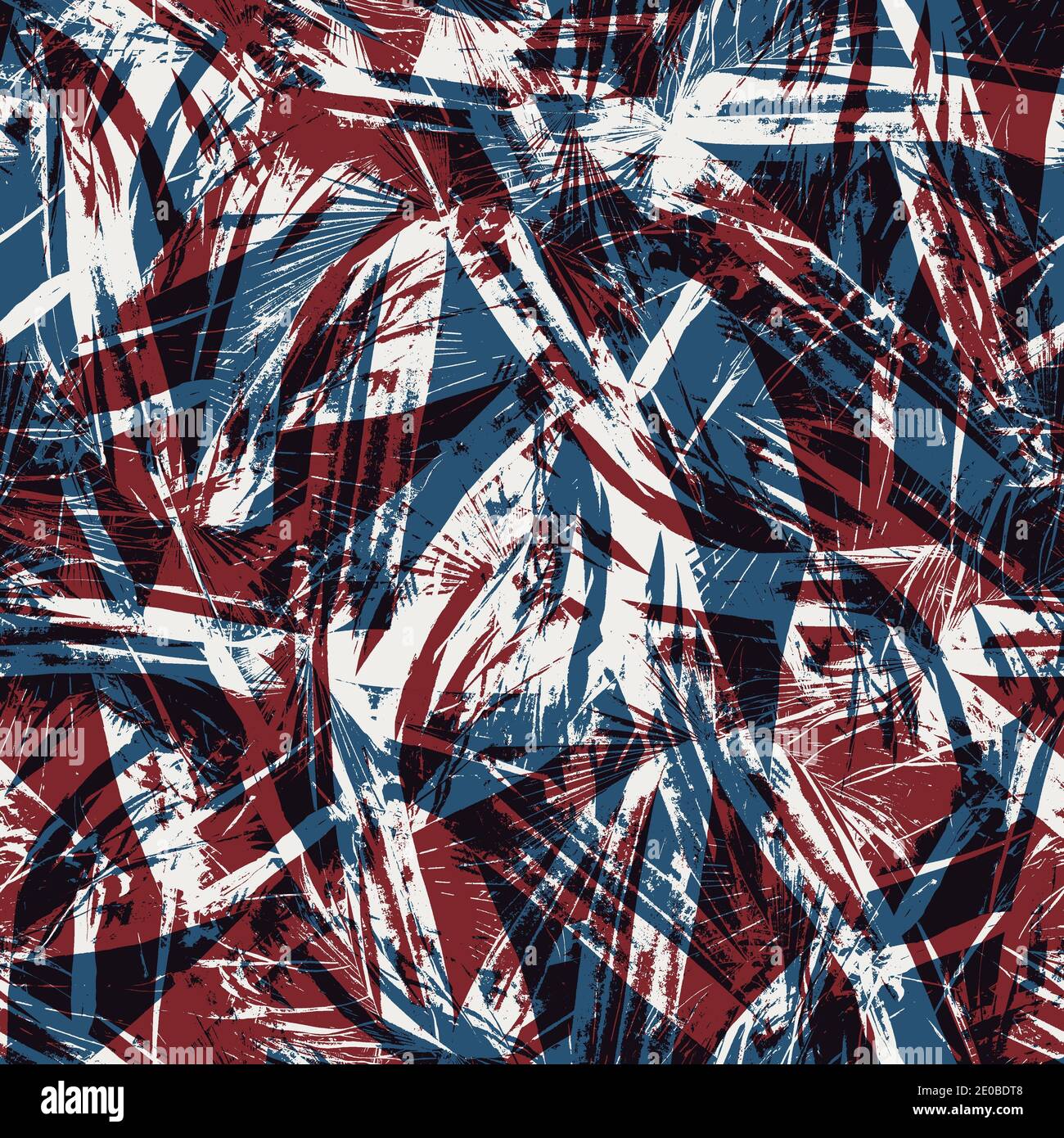 Seamless tropical pattern in red blue black white Stock Photo - Alamy