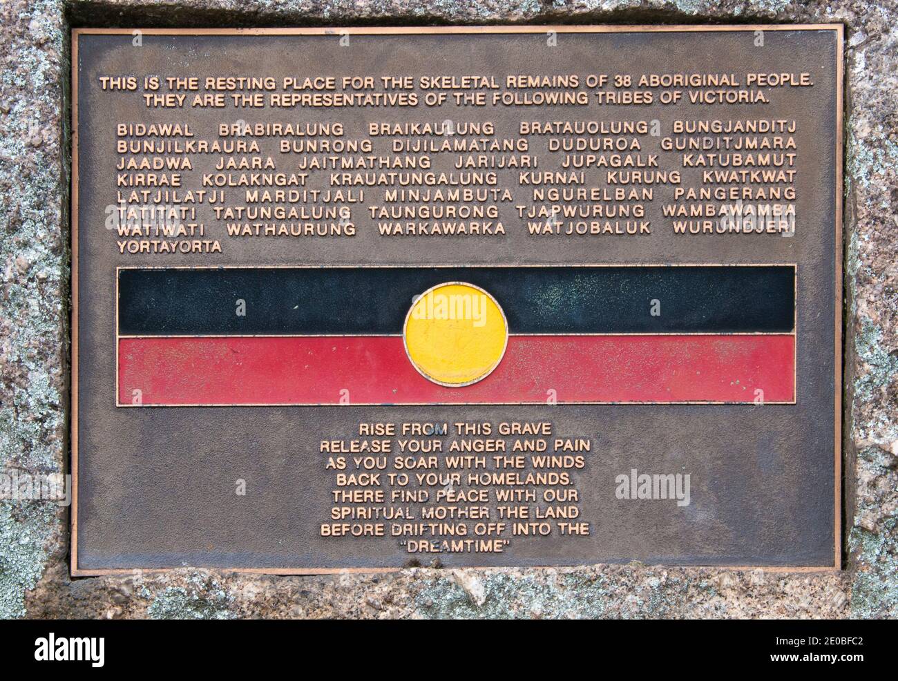 Kings Domain Resting Place in Melbourne is a memorial marking the repatriation of Aboriginal Australian people's remains Stock Photo