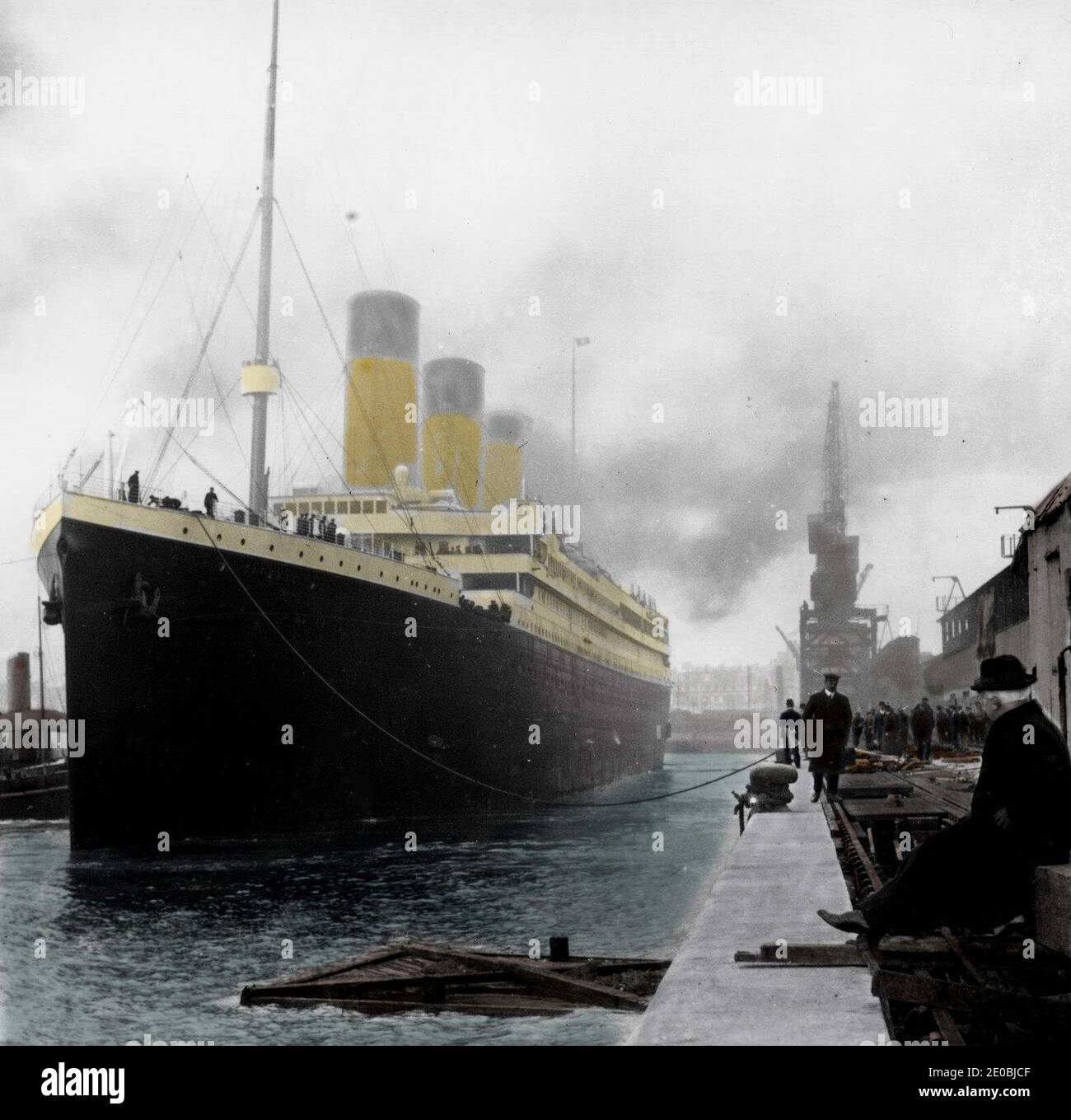 A Photograph Of The Rms Titanic Moored In Southampton In April 1912 On Display At Titanic Return To Cherbourg Exhibition At Cite De La Mer Museum In Cherbourg Western France In March