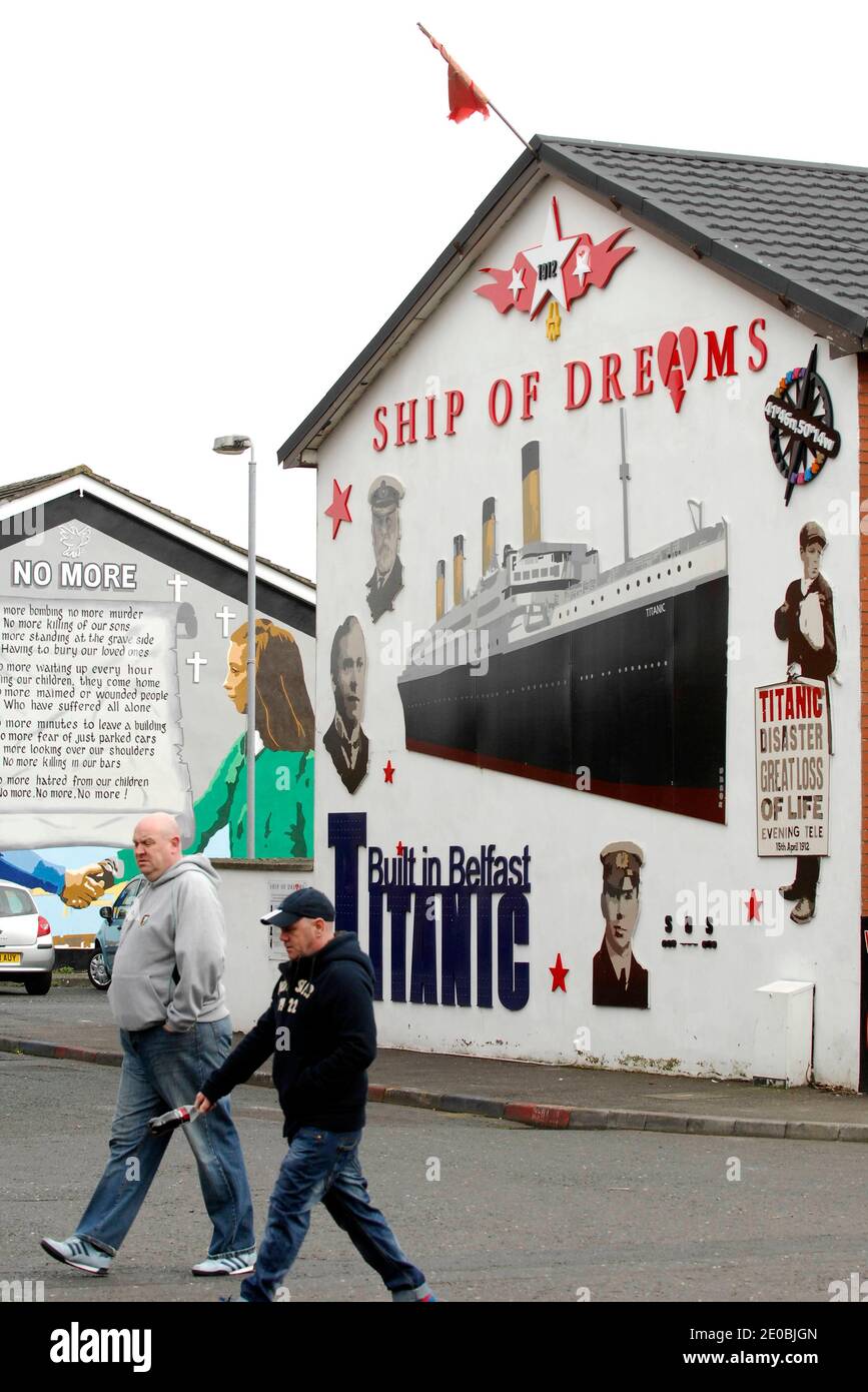 This mural in a Protestant area pays tribute to Titanic, in Belfast, UK