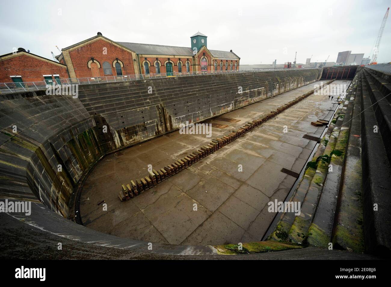 Titanic's last footprint on Thompson Dry Dock, in Belfast, UK in March