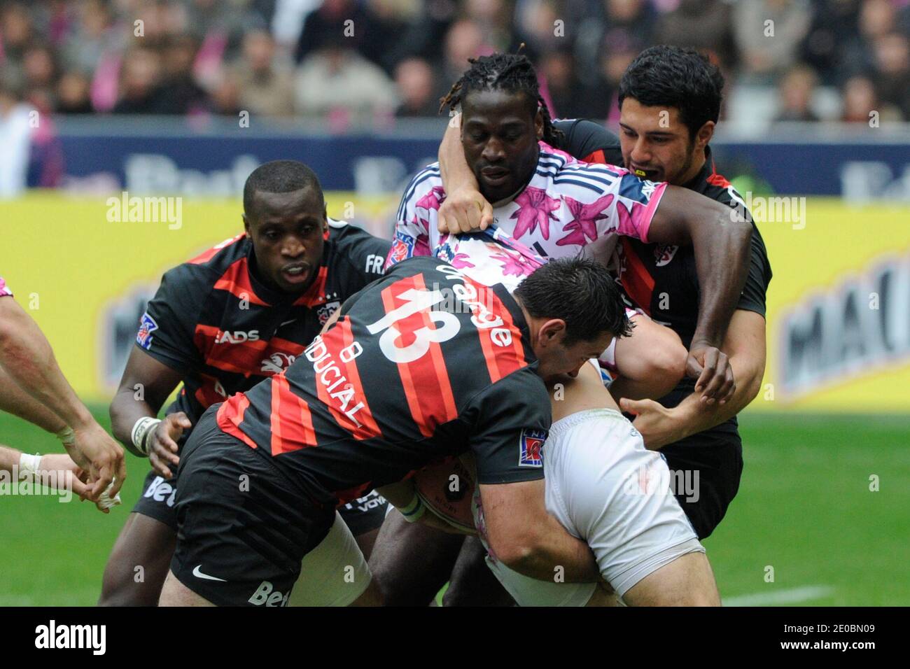 Balls catching by Toulouse's Florian Fritz on Stade Francais's Martin  Burruchaga during the French Top 14 Rugby match, Stade Francais Vs Stade  Toulousain at Stade de France in Saint-Denis near Paris, France,