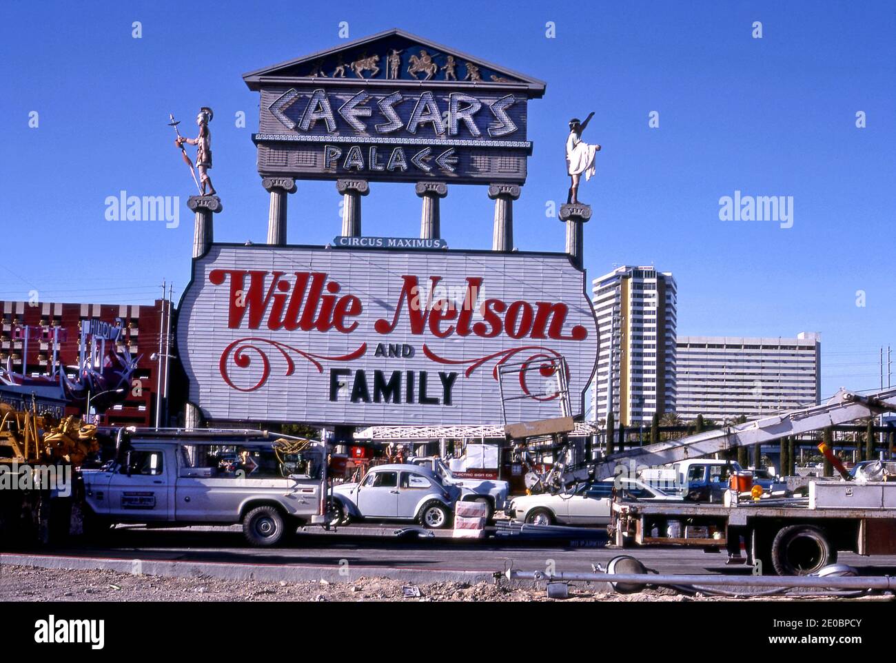 Marquee for Circus Maximus at Caesar's Palace promotes a concert by Willie Nelson in Las Vegas, Nevada Stock Photo