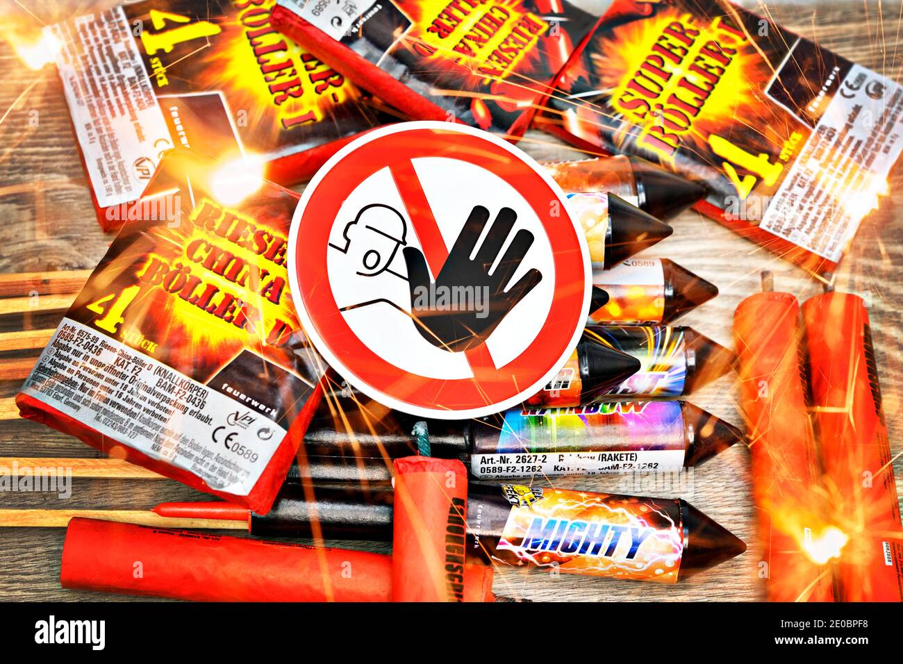 Fireworks Ban, Symbolic Image Stock Photo