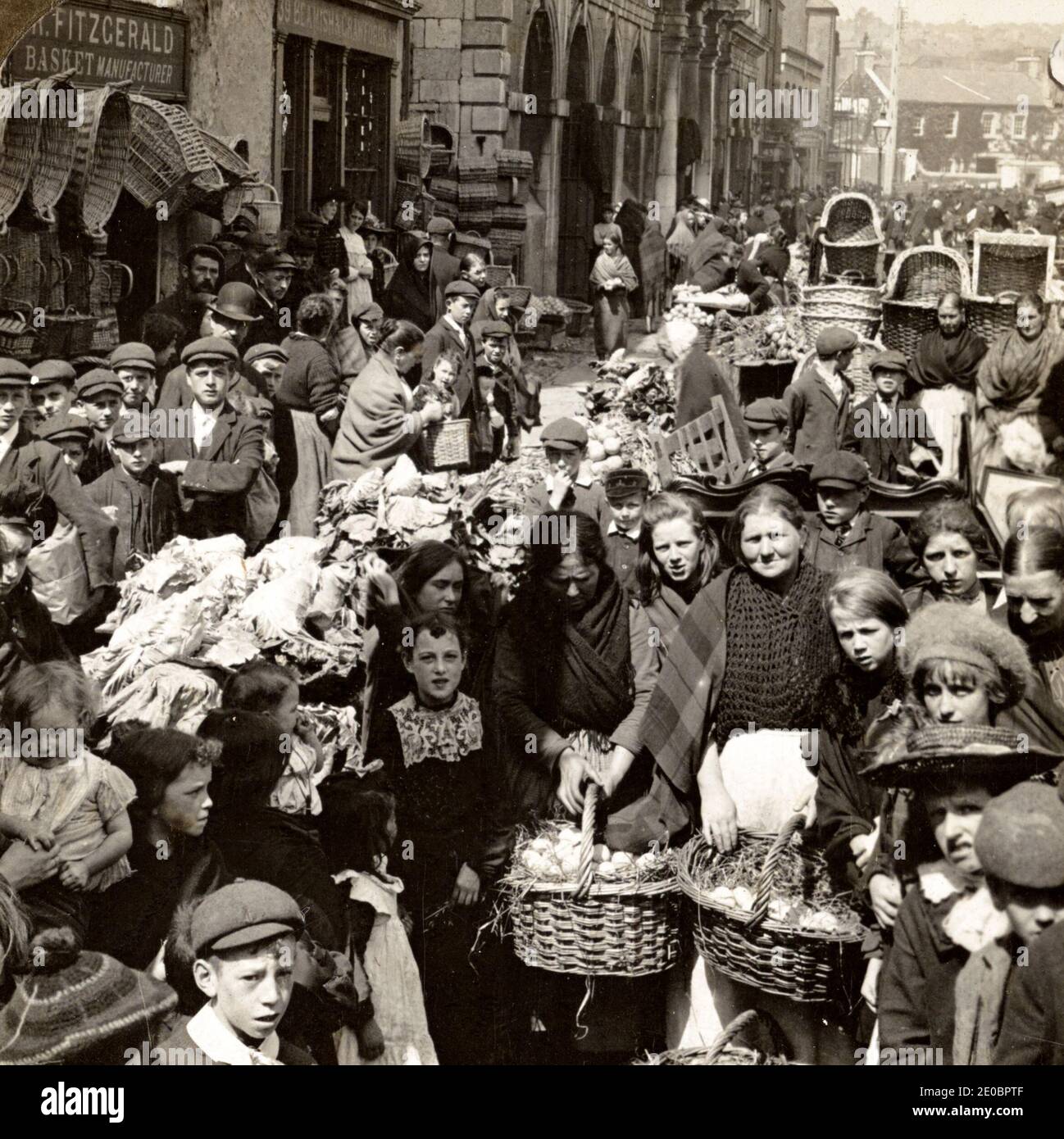 The venders' harvest day - characteristic Irish market, Cork, Ireland, 1905 Stock Photo