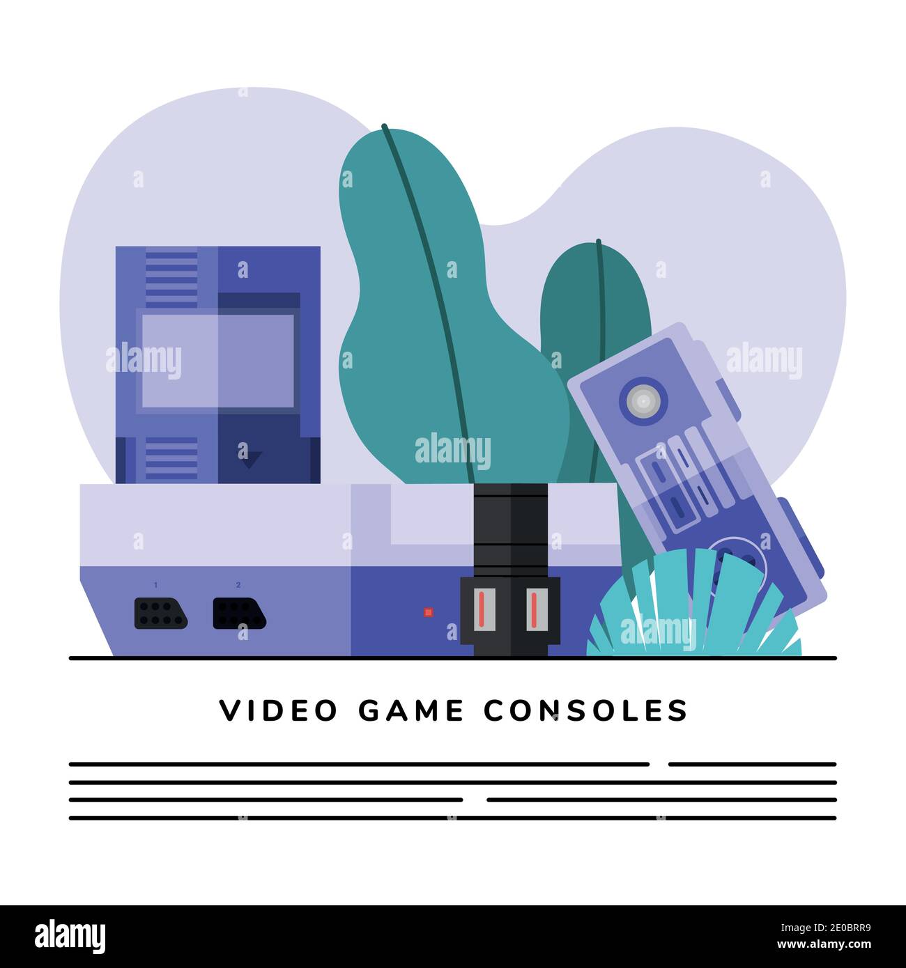 videogame consoles with leaves design, play leisure and gaming theme Vector illustration Stock Vector