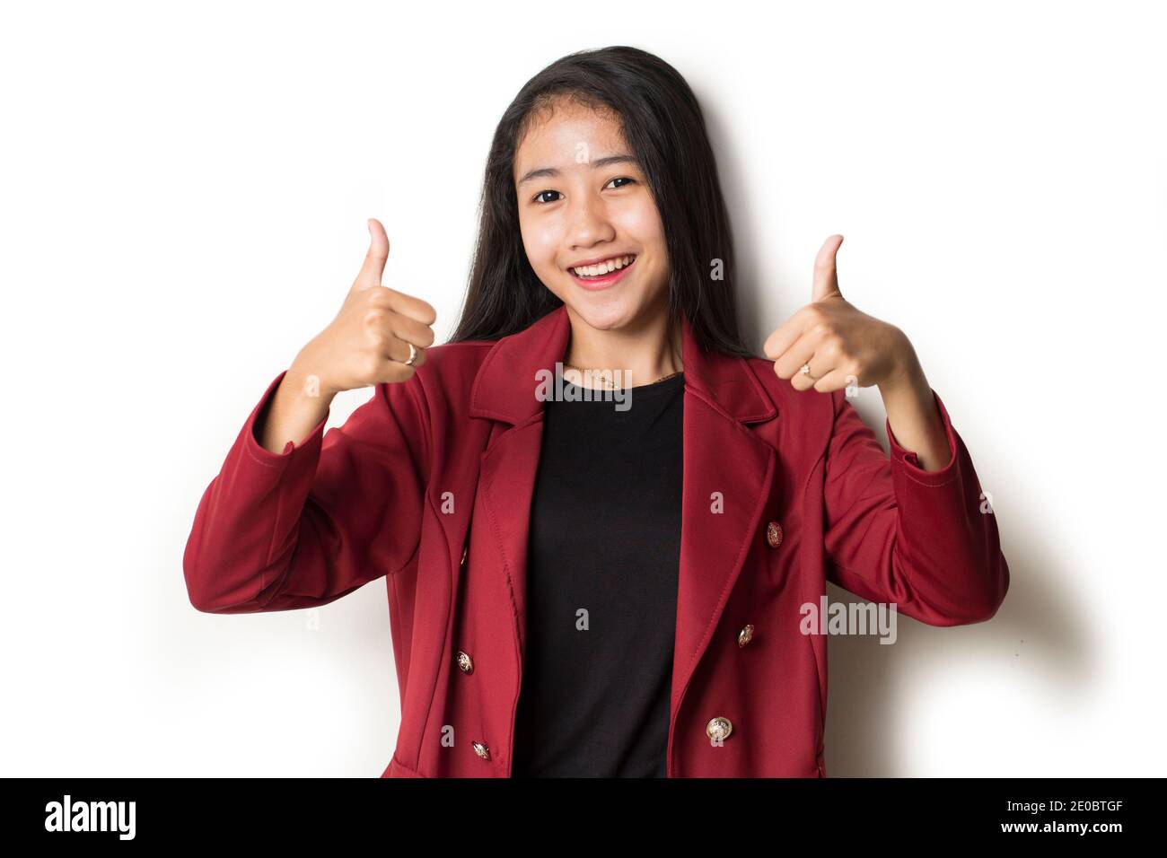 Young asian woman smiling and making OK sign with hand gesture Stock ...