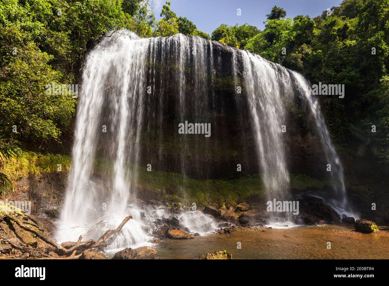 Ngardmau Waterfall in deep jngule of rain forest mountain, Ngardmau