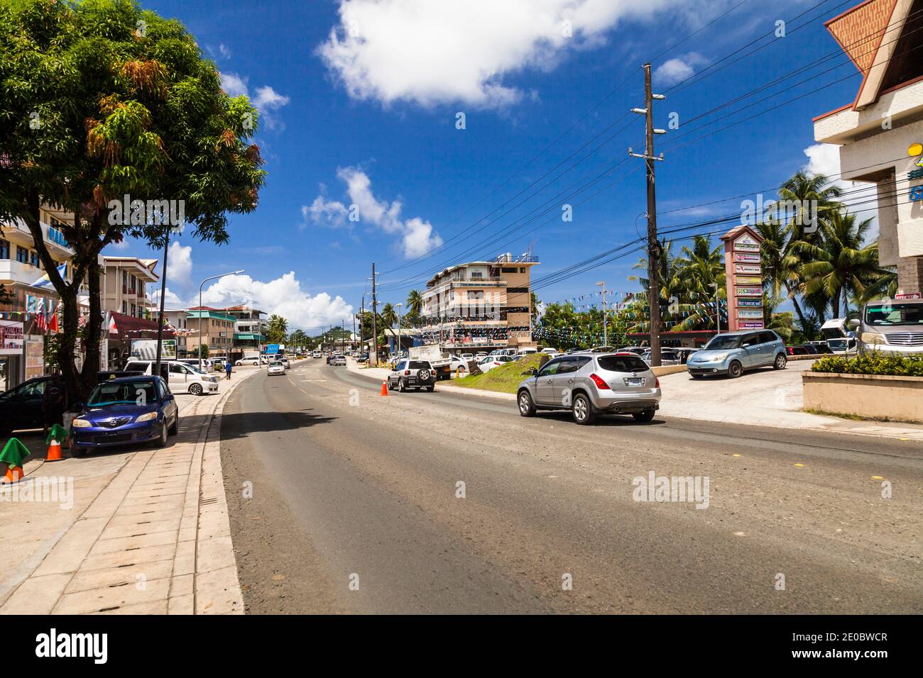 Main street of downtown at city centre, Island of Koror, Koror, Palau