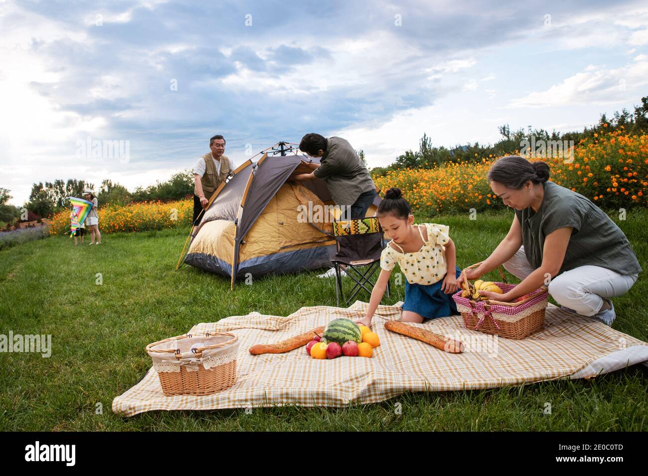 Asian family picnic fruit hi-res stock photography and images - Alamy
