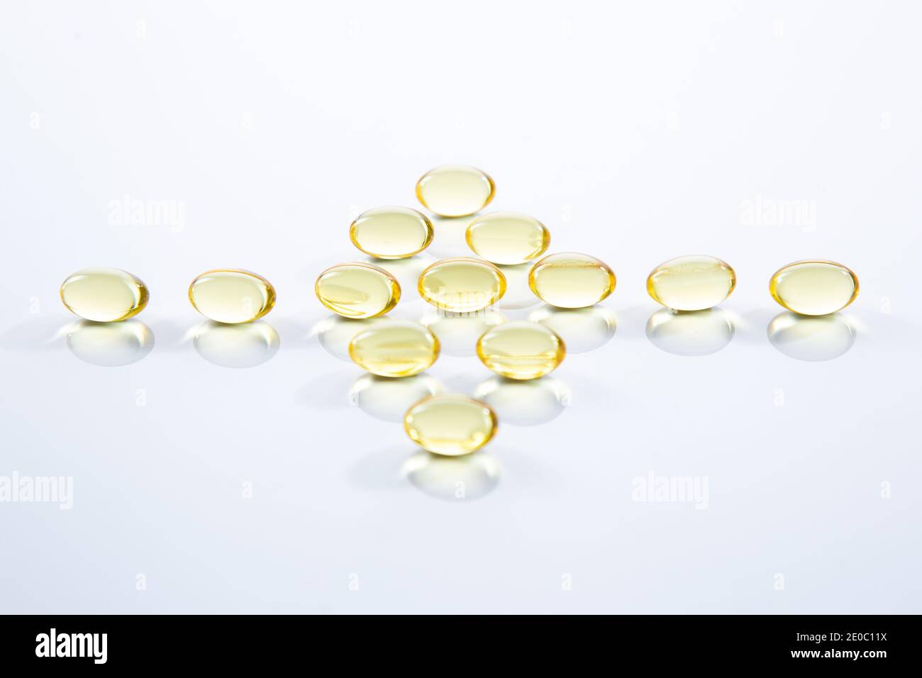 evening primrose oil capsules isolated Stock Photo