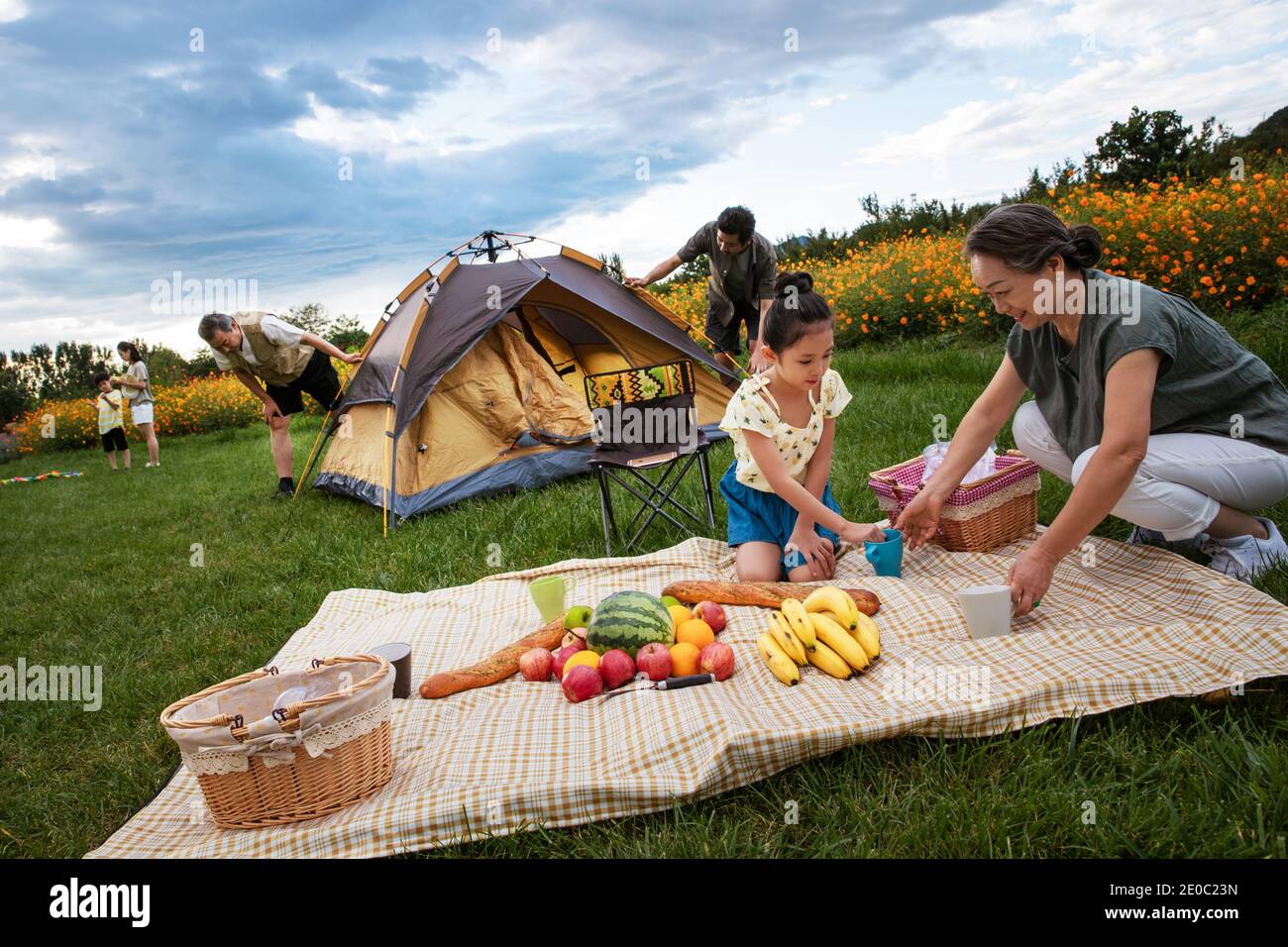 Asian family picnic fruit hi-res stock photography and images - Alamy
