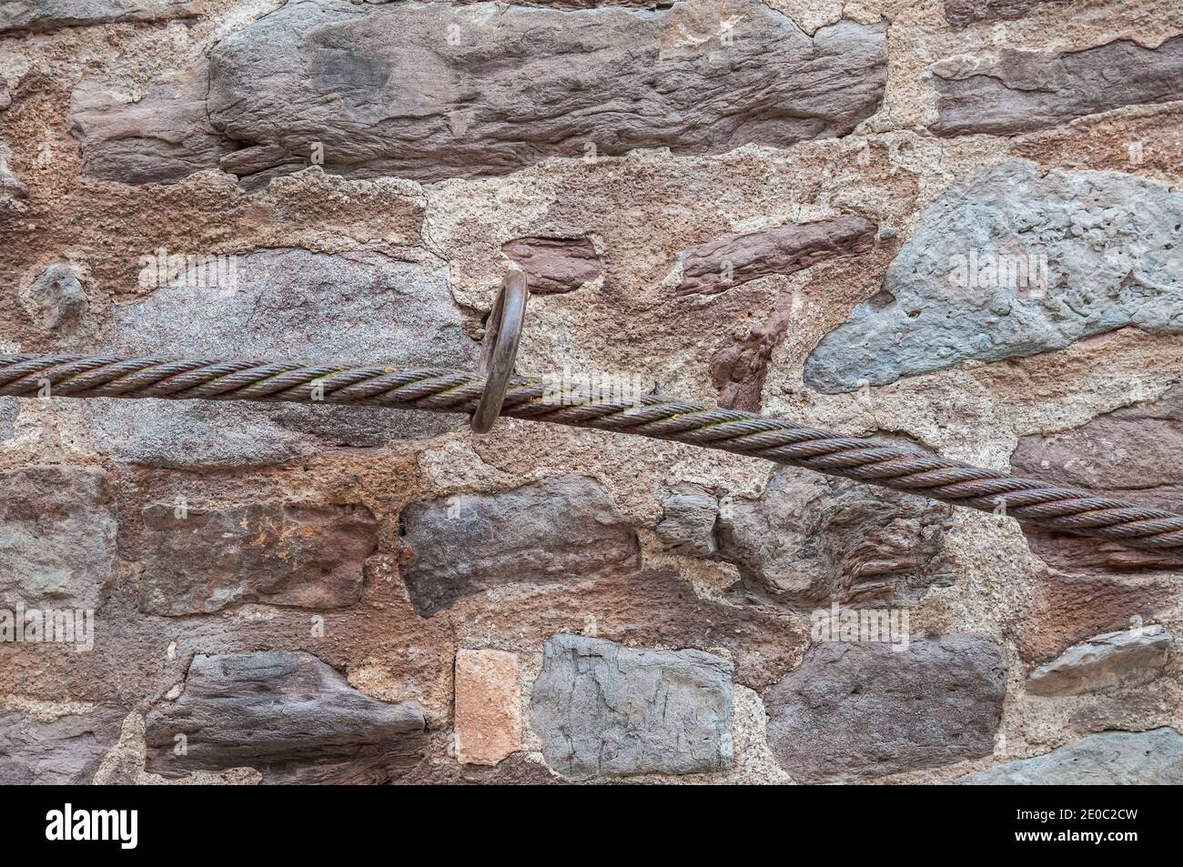 metal chain handrail, Castle of Cardona, Catalonia, Spain Stock Photo