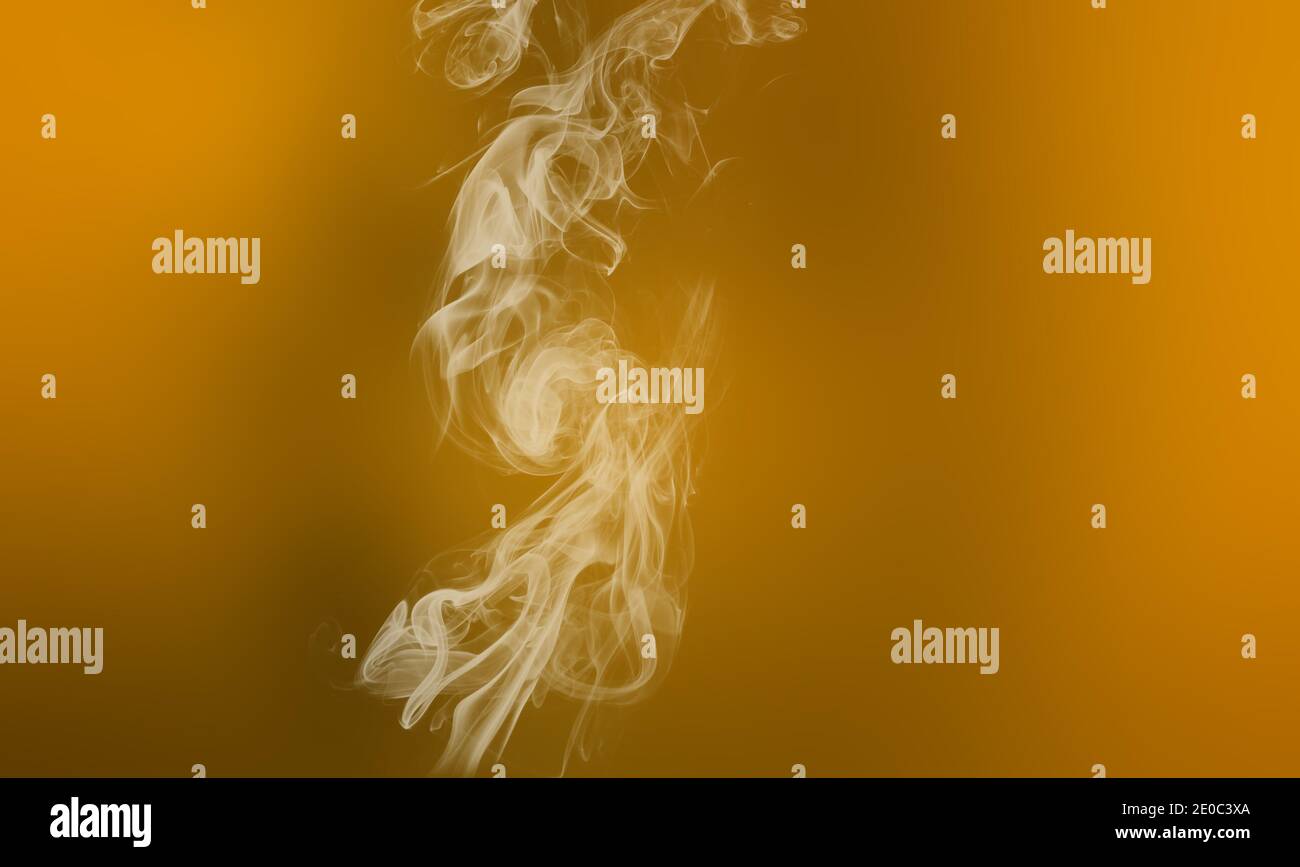 Light smoke on dirty olive to brown blurry gradient. Abstract mystic freeze motion diffusion background Stock Photo