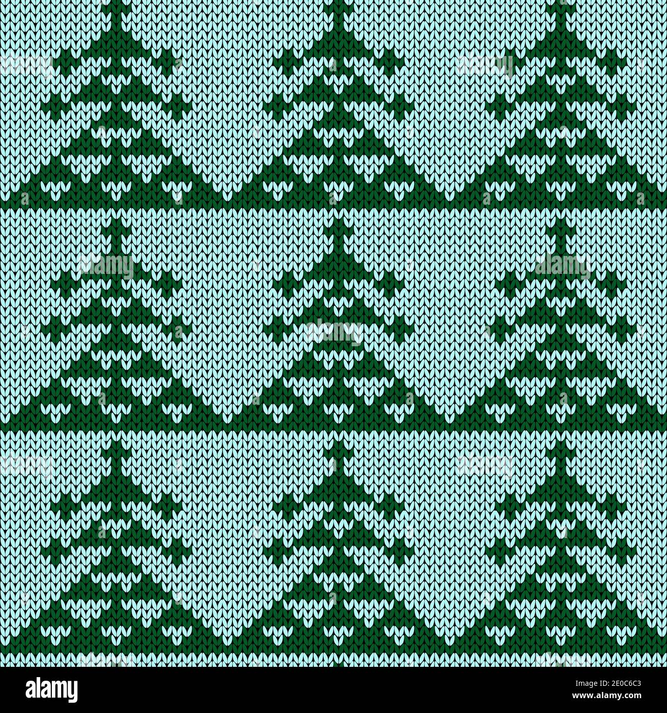 Ornamental knitting seamless vector pattern in green hues as a fabric ...