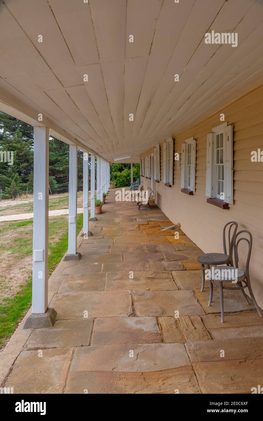 Porch of a mansion at Woolmers estate world heritage convict site in