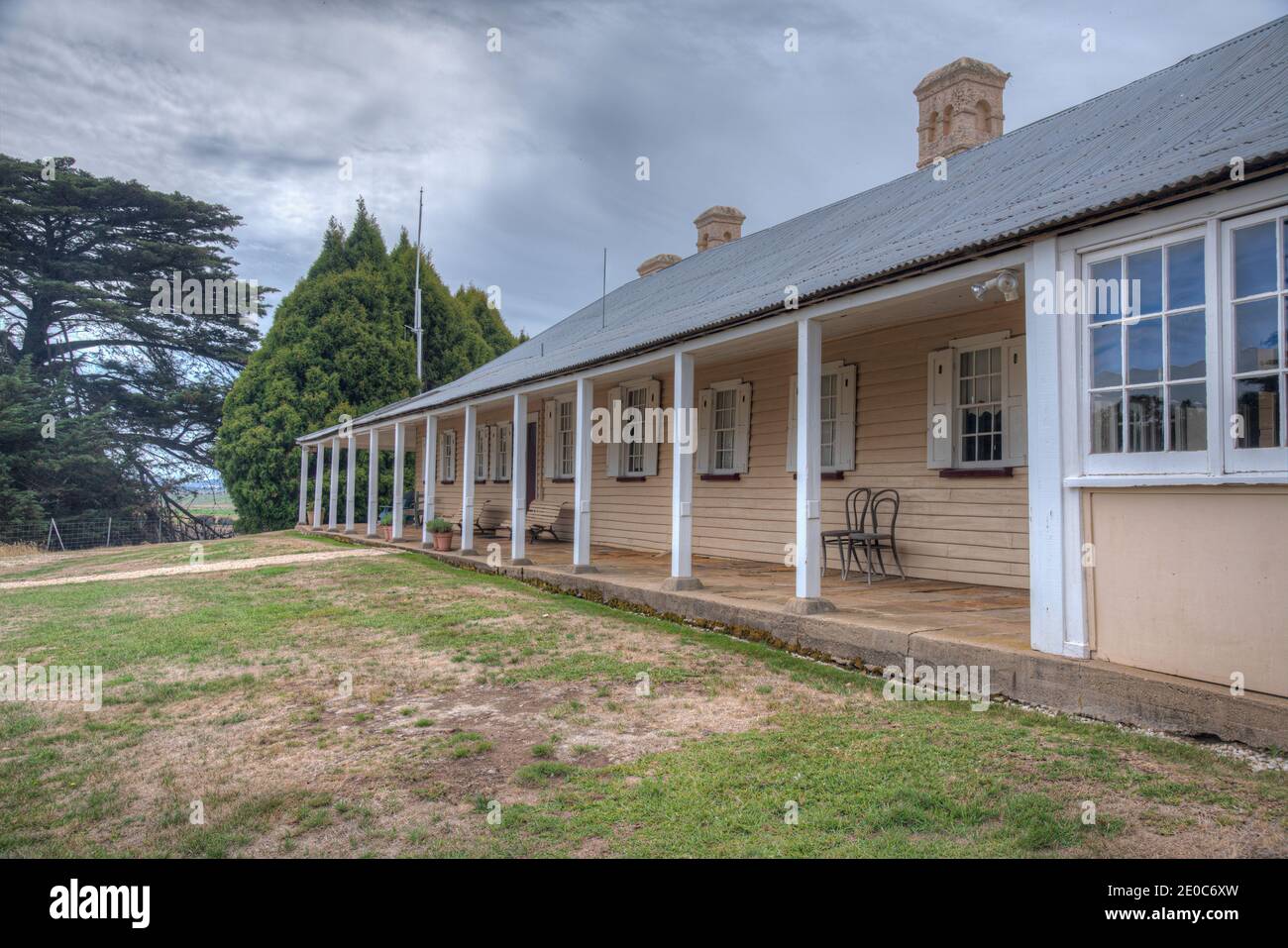 Porch of a mansion at Woolmers estate world heritage convict site in