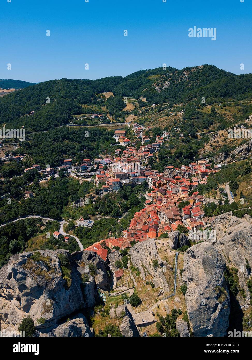 Castelmezzano village in Apennines Dolomiti Lucane. Basilicata, Italy Stock Photo