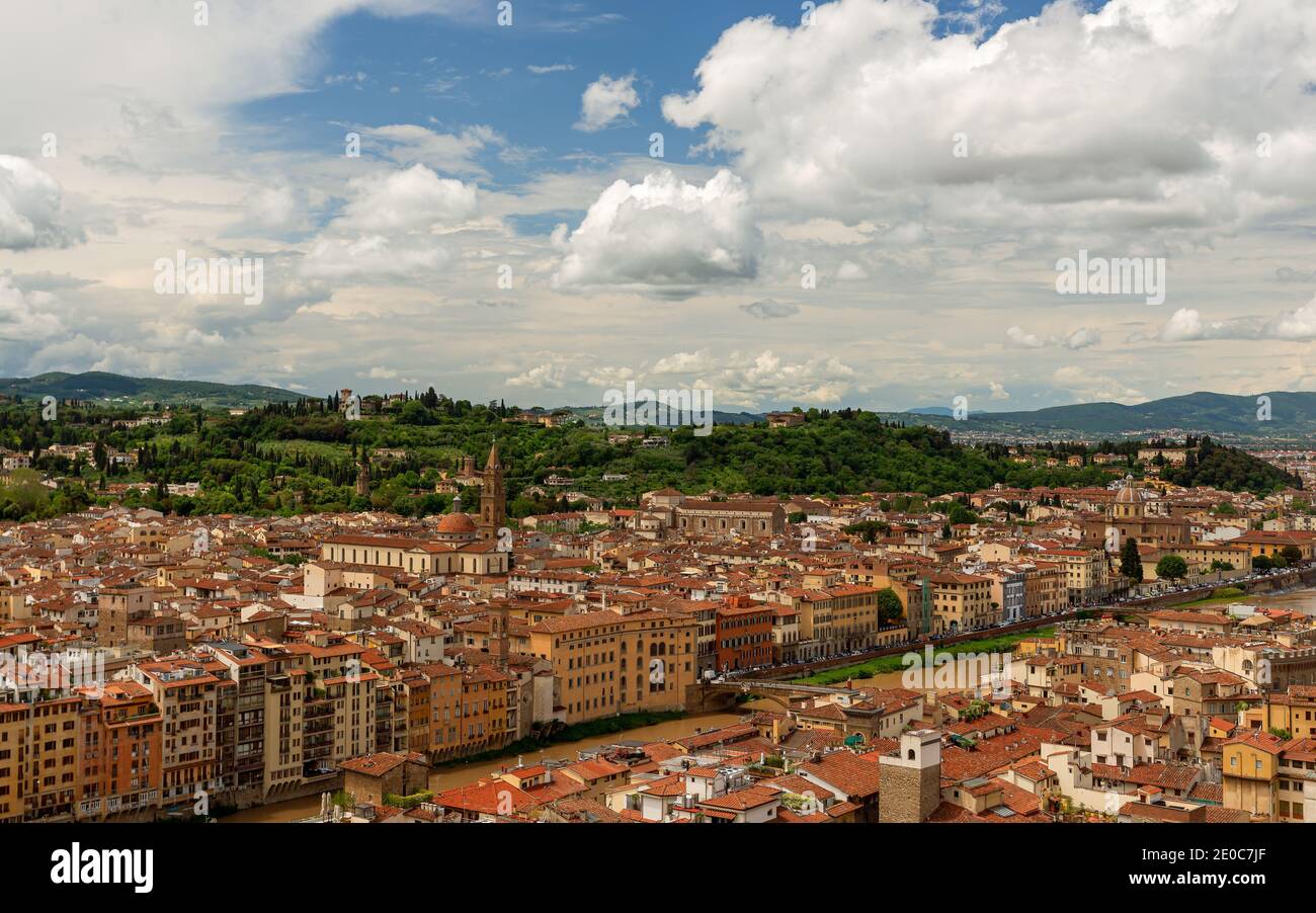 Europe, Italy, Florence, Tuscany. Floerence city scape with dome. Stunning mediterran city in tuscany, Italy. Stock Photo