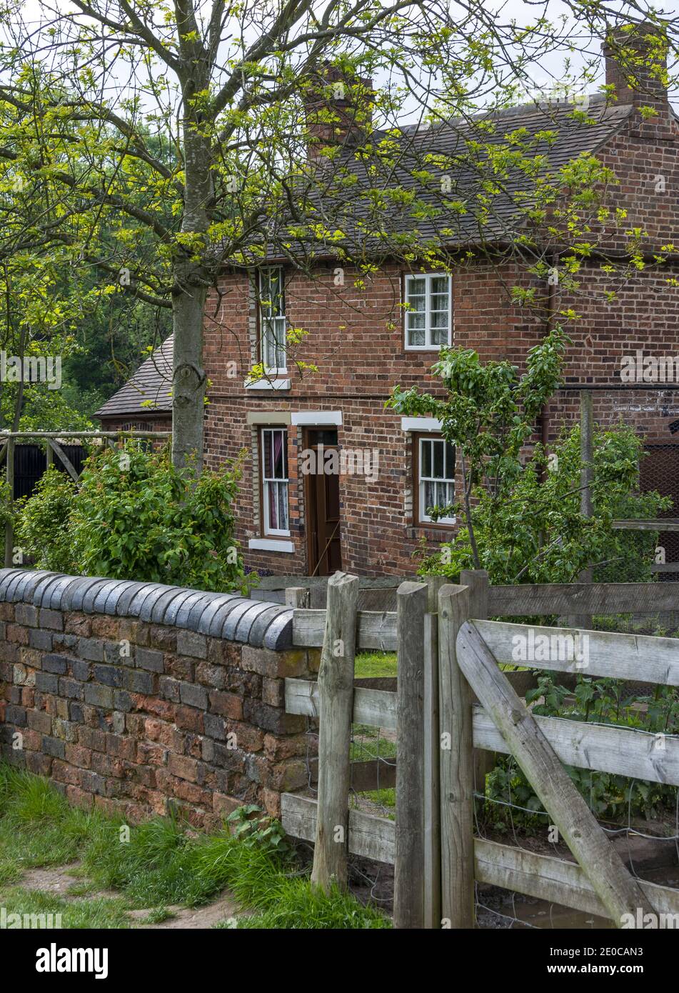 The Jerushah 'Tilted Cottage' at the Black Country Living Museum in Dudley, West Midlands, England, UK Stock Photo