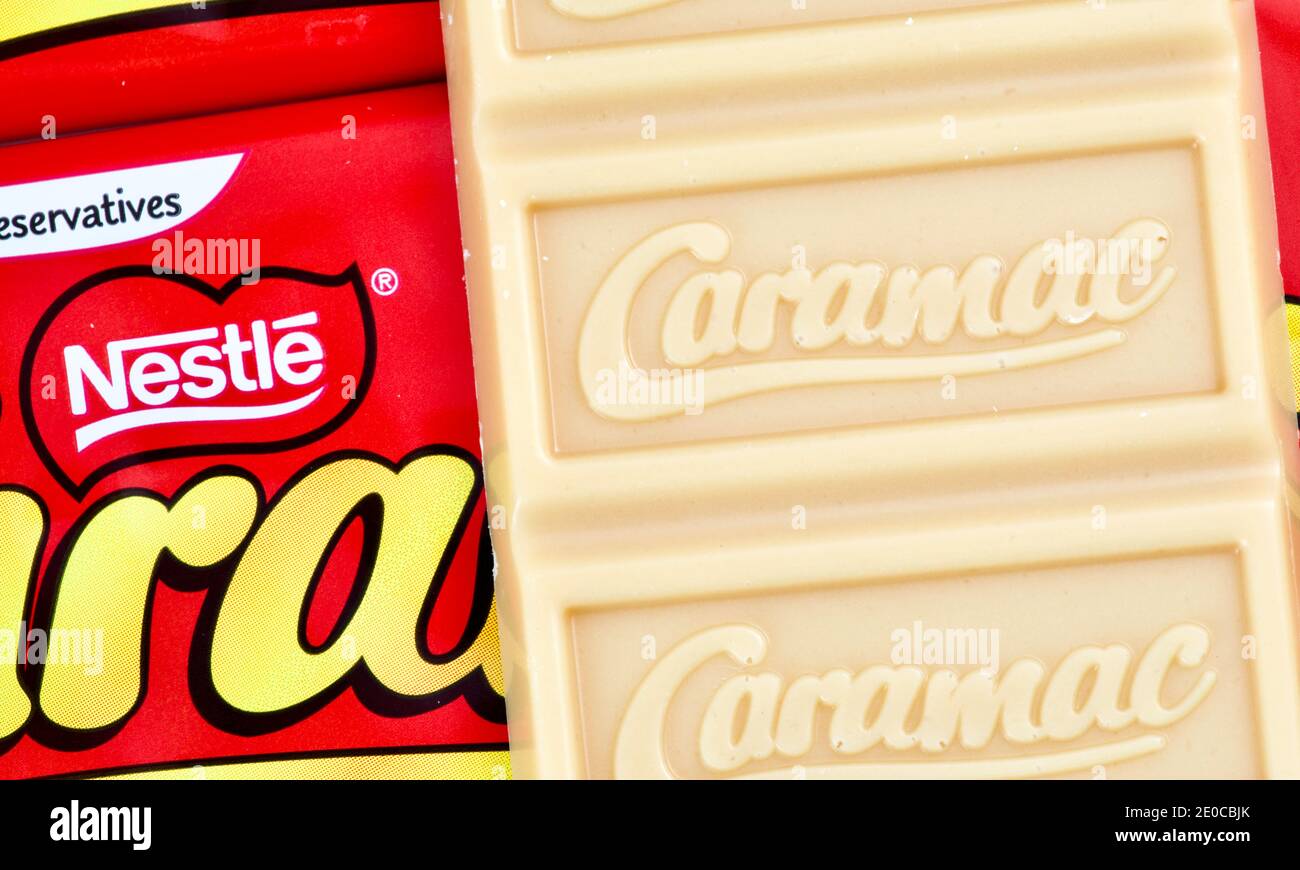Nestle Caramac blocks Stock Photo
