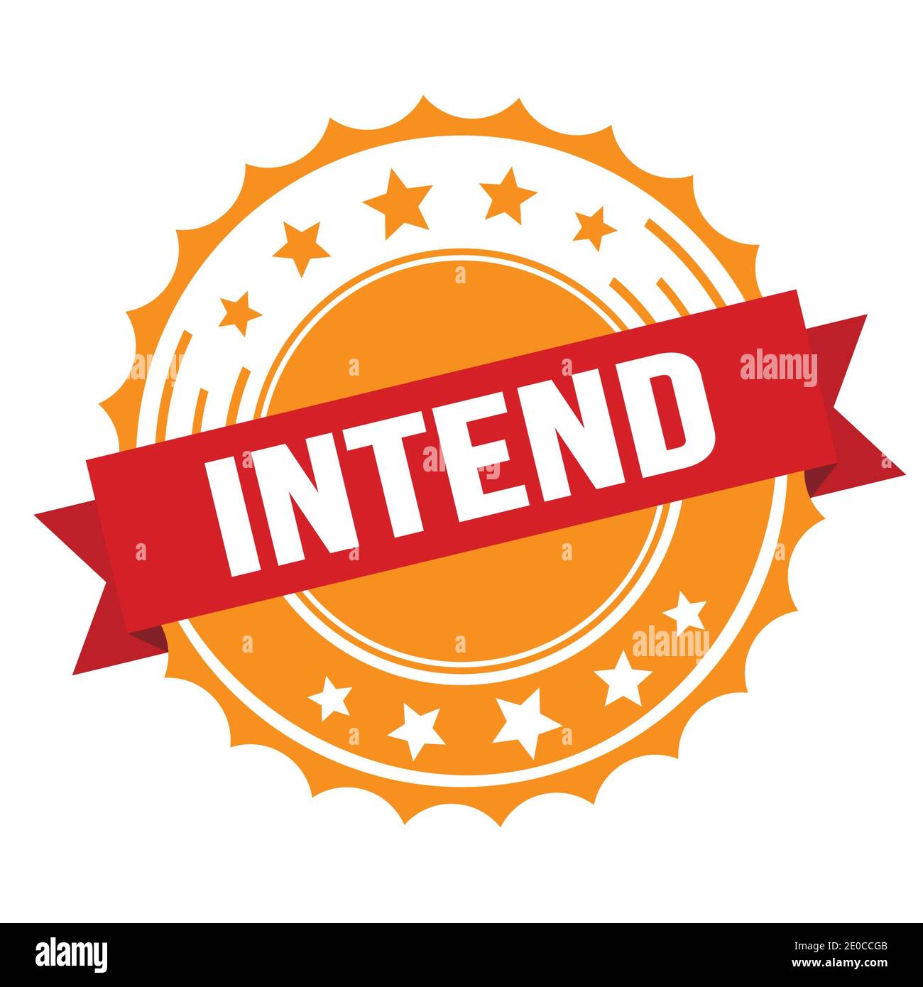 INTEND text on red orange ribbon badge stamp Stock Photo - Alamy