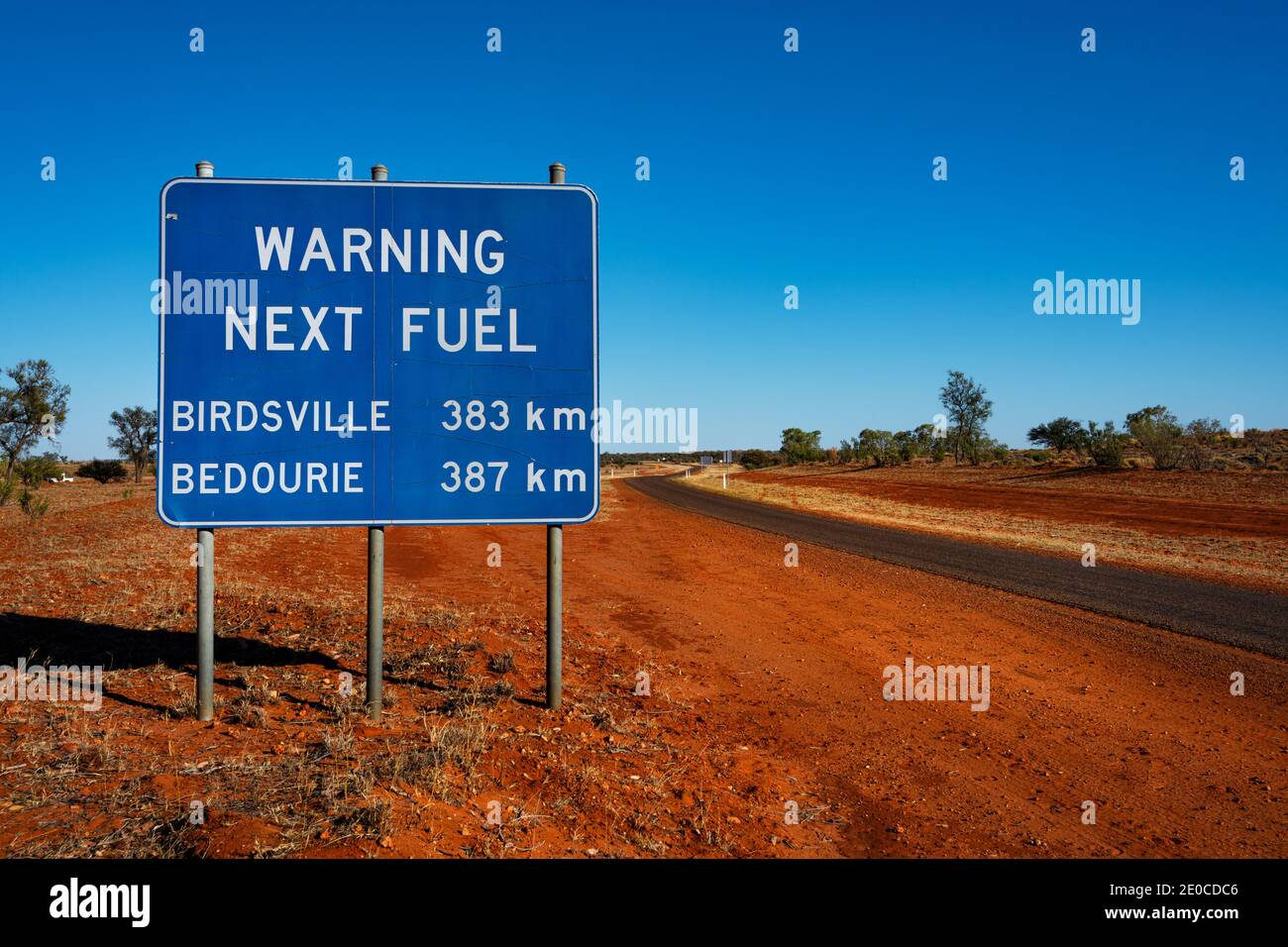 Typical road sign in the remote australian outback areas. Stock Photo