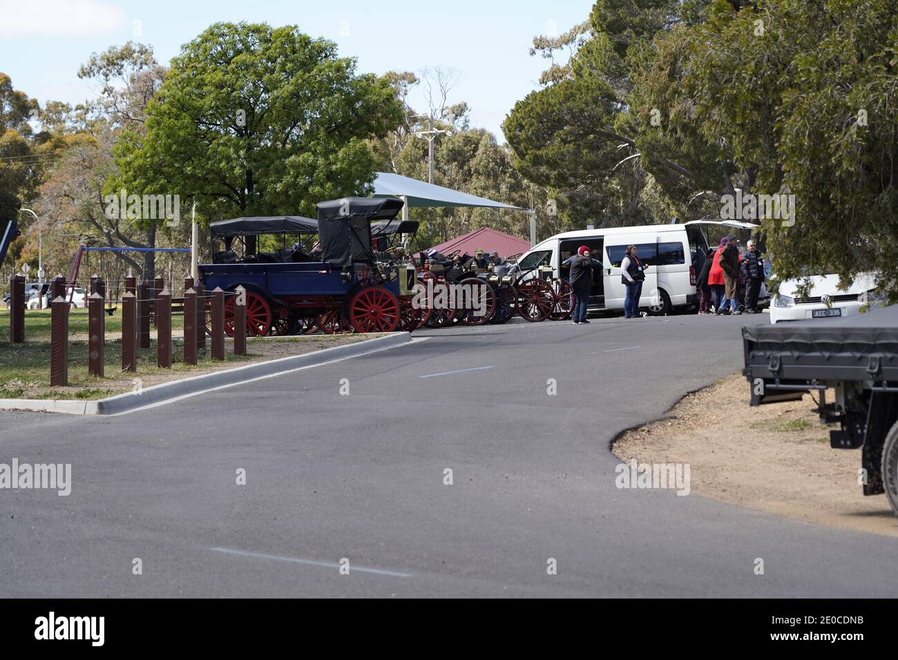 Vintage car rally in Maryborough, Australia. Close up detail and full