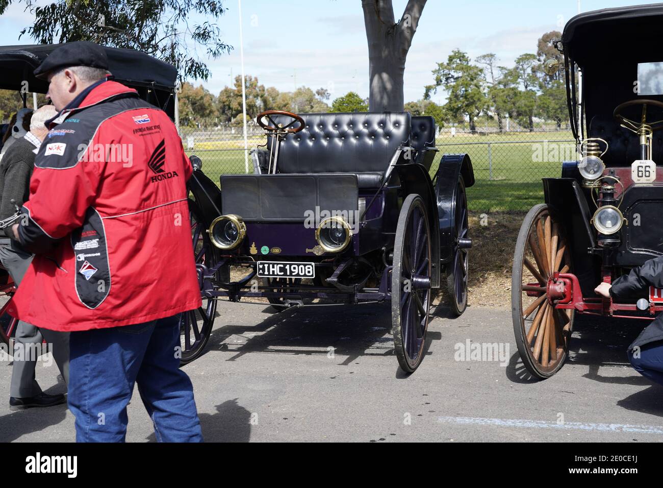 Vintage car rally in Maryborough, Australia. Close up detail and full