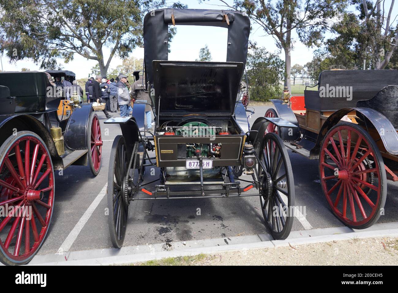 Vintage car rally in Maryborough, Australia. Close up detail and full