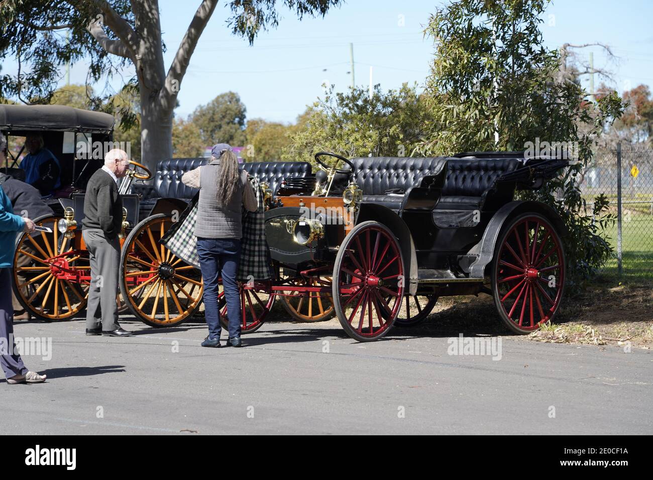 Vintage car rally in Maryborough, Australia. Close up detail and full