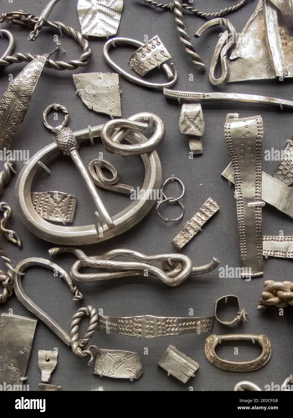 Part of the Cuerdale silver hoard buried about 905AD in Lancashire England UK being the largest Viking treasure hoard ever found in Western Europe, st Stock Photo