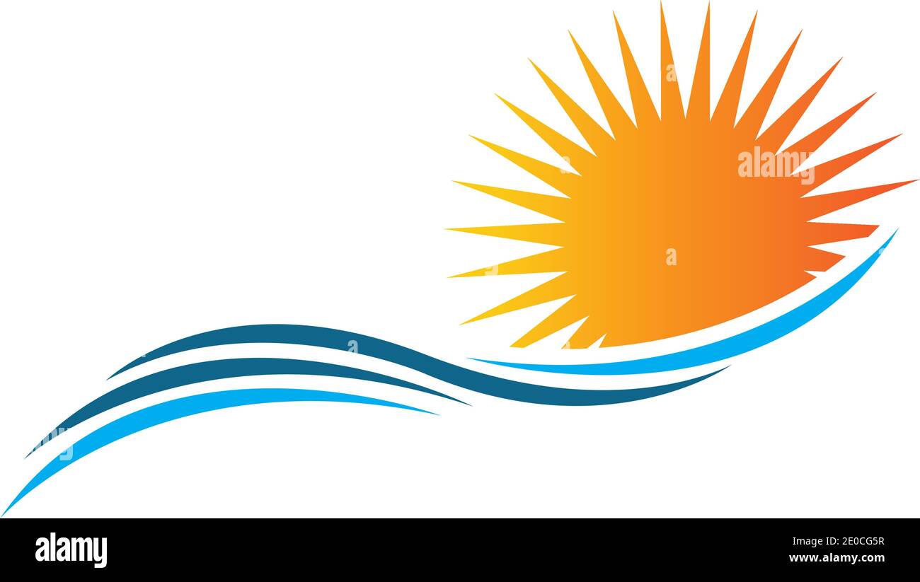 sea Water wave and sun icon vector illustration design logo - Vector ...