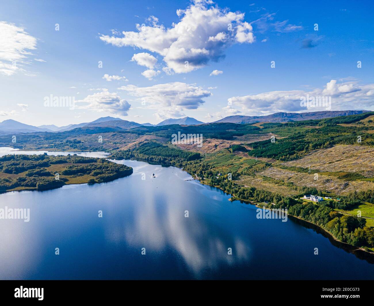 Aerial of Glen Garry, Highlands, Scotland, United Kingdom, Europe Stock Photo