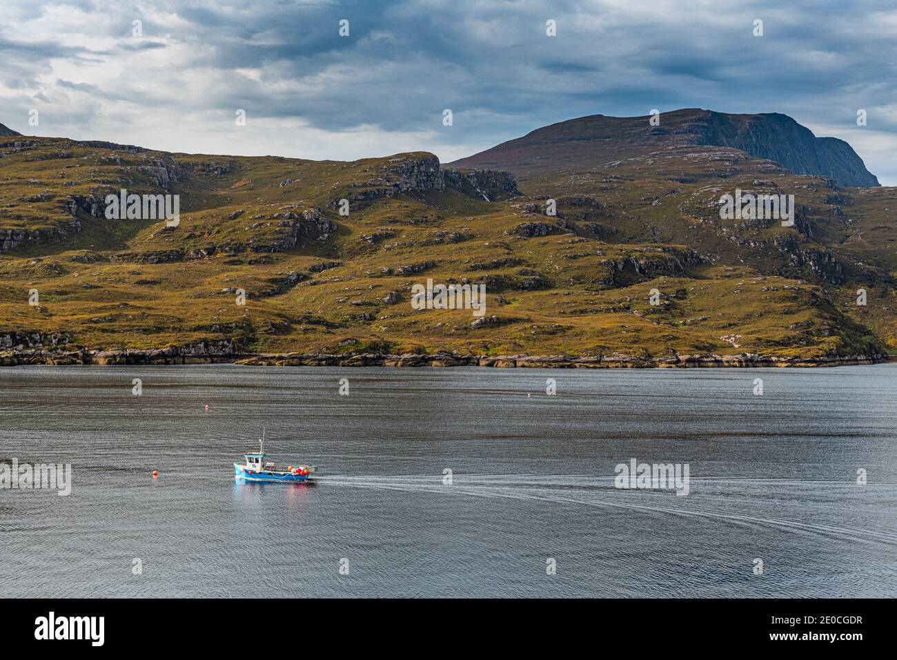 Fishing boat, Bay of Ullapool, Ross and Cromarty, Highlands, Scotland, United Kingdom, Europe Stock Photo