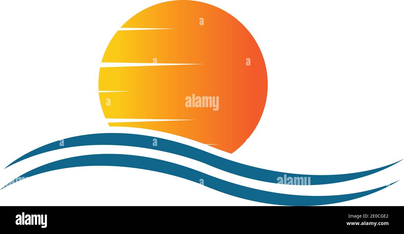 sea Water wave and sun icon vector illustration design logo - Vector ...