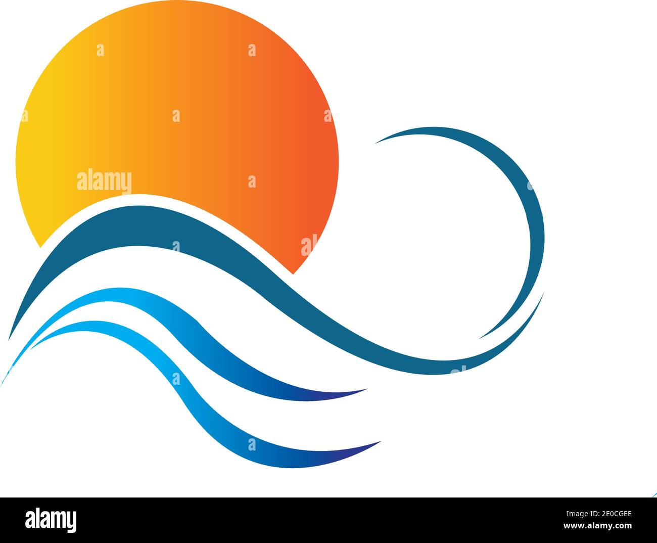 sea Water wave and sun icon vector illustration design logo - Vector ...