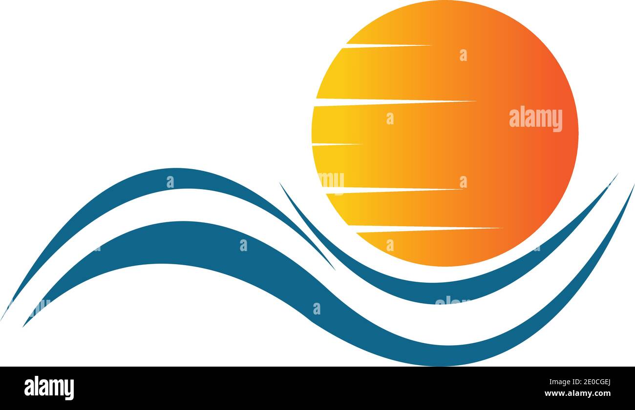 sea Water wave and sun icon vector illustration design logo - Vector ...
