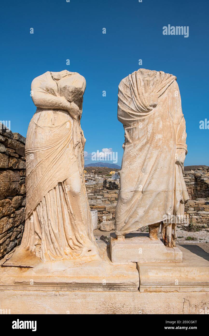Delos, UNESCO World Heritage Site, near Mykonos, Cyclades, Greek Islands, Greece, Europe Stock Photo
