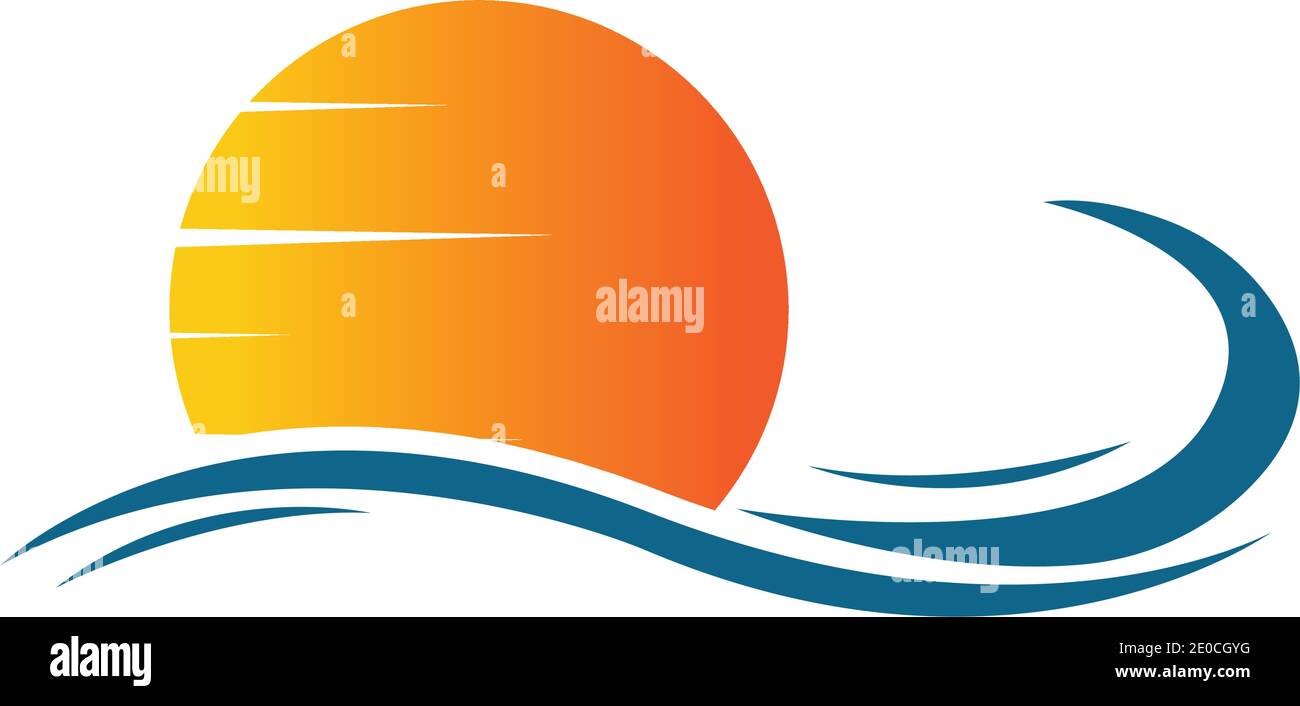 sea Water wave and sun icon vector illustration design logo - Vector ...